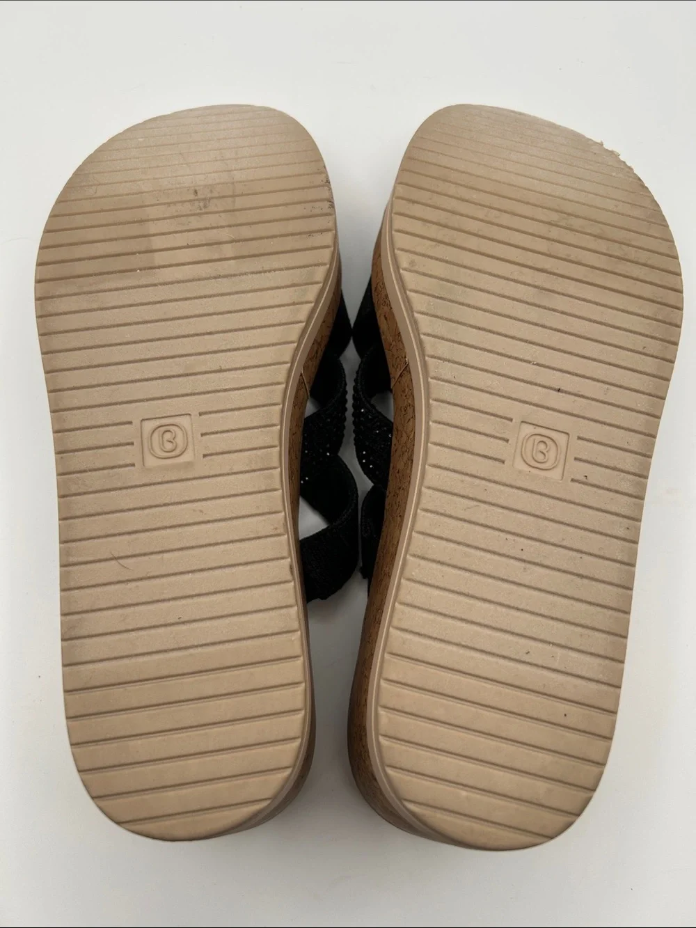 Bzees Black Wedge Sandals with Crisscross Sparkle Straps